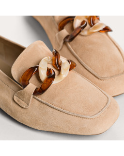 Mocassins Hanissa en cuir velours à chaîne | Reqins