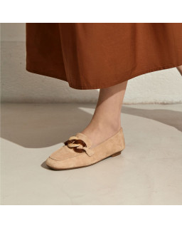 Mocassins Hanissa en cuir velours à chaîne | Reqins