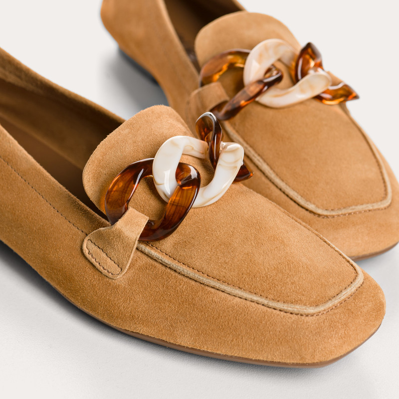 Mocassins Hanissa en cuir velours à chaîne | Reqins