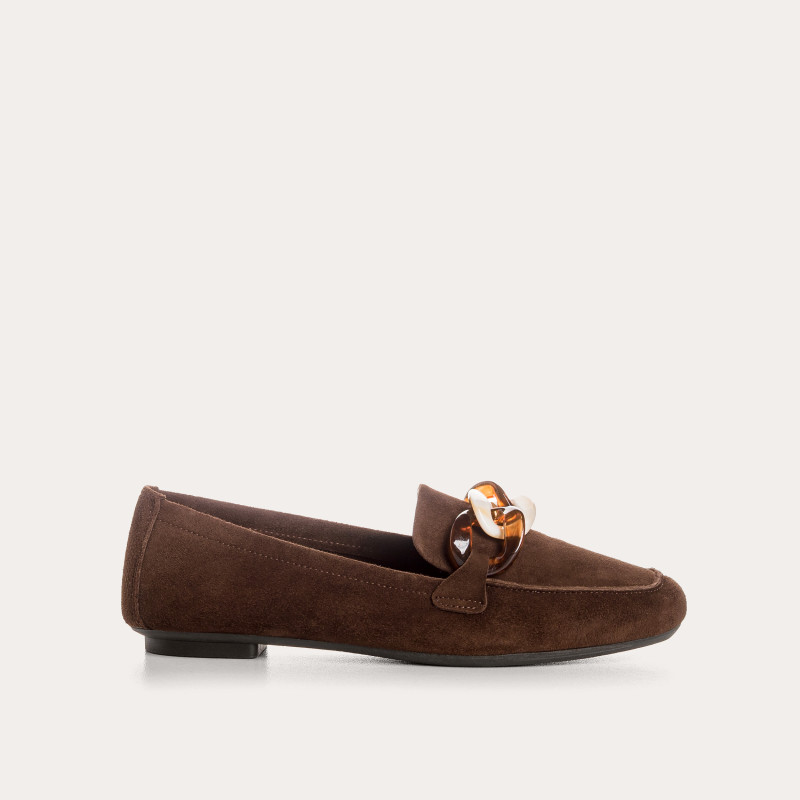 Hanissa leather loafers in chain velvet