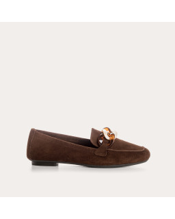 Hanissa leather loafers in chain velvet