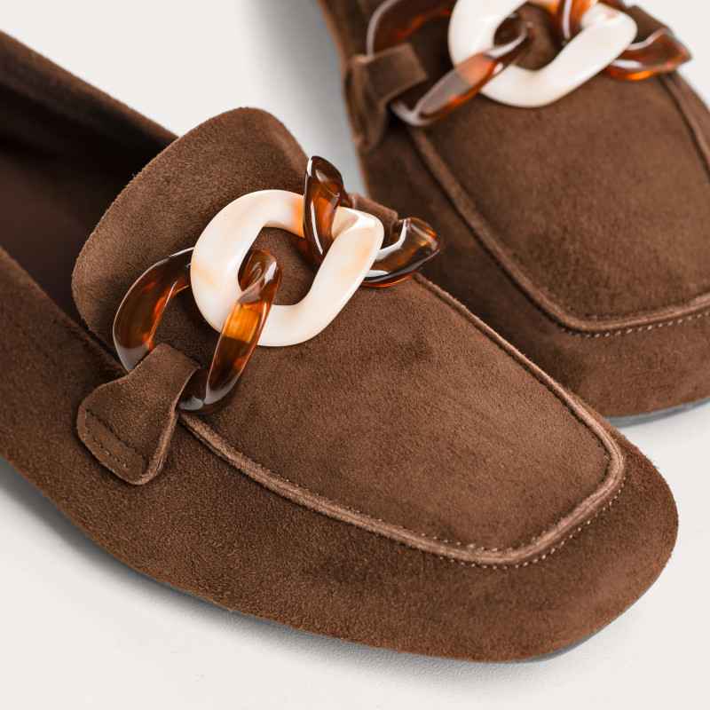 Mocassins Hanissa en cuir velours à chaîne | Reqins