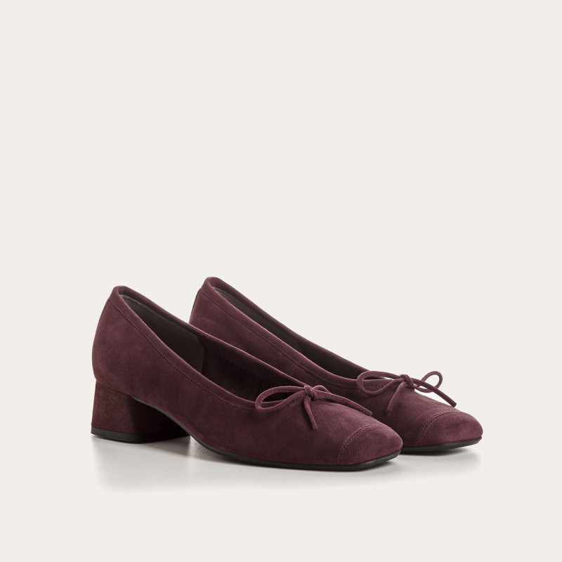 Ballerines à talon Kyriel en cuir velours | Reqins