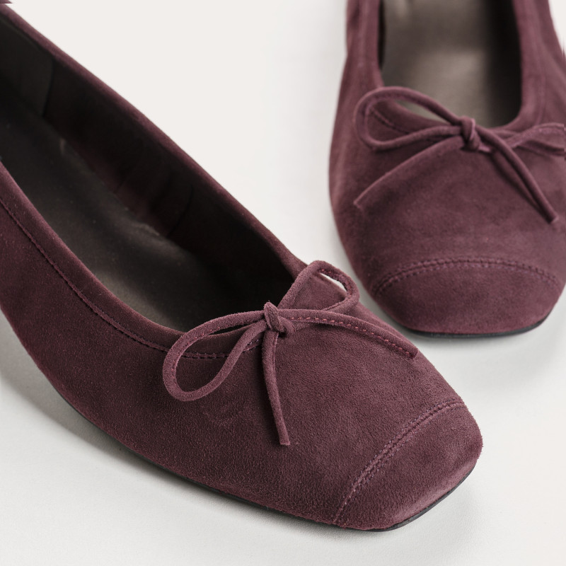 Ballerines à talon Kyriel en cuir velours | Reqins