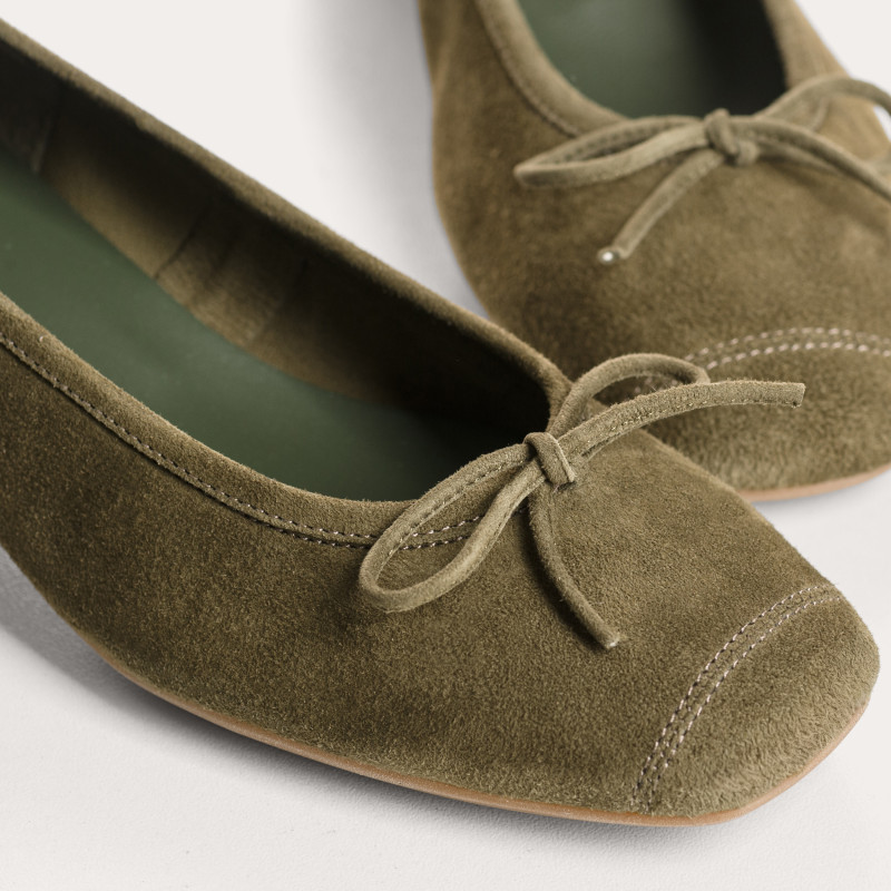 Ballerines à talon Kyriel en cuir velours | Reqins