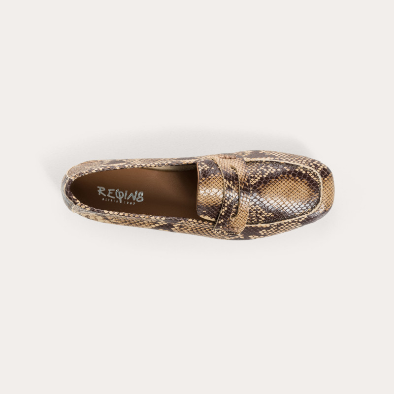 Mocassins python marron femme | Élégance et caractère Reqins