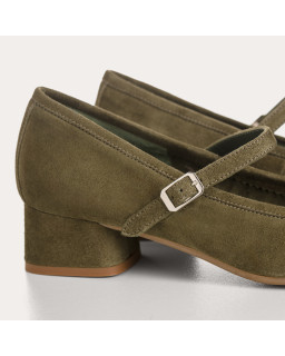 Babies à talon Kelly marron en cuir velours | Reqins