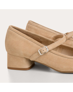 Kelly Brown Heel Mary Janes in Suede
