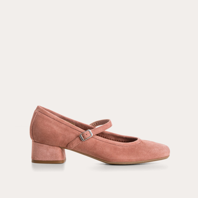 Kelly Brown Heel Mary Janes in Suede