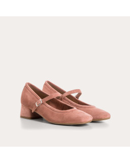 Kelly Brown Heel Mary Janes in Suede