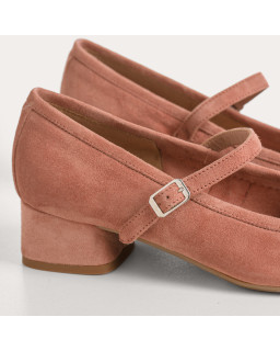 Kelly Brown Heel Mary Janes in Suede