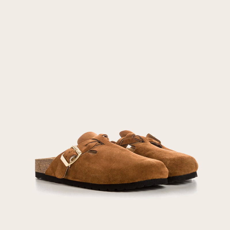 Mules Medina en cuir velours à boucles | Reqins