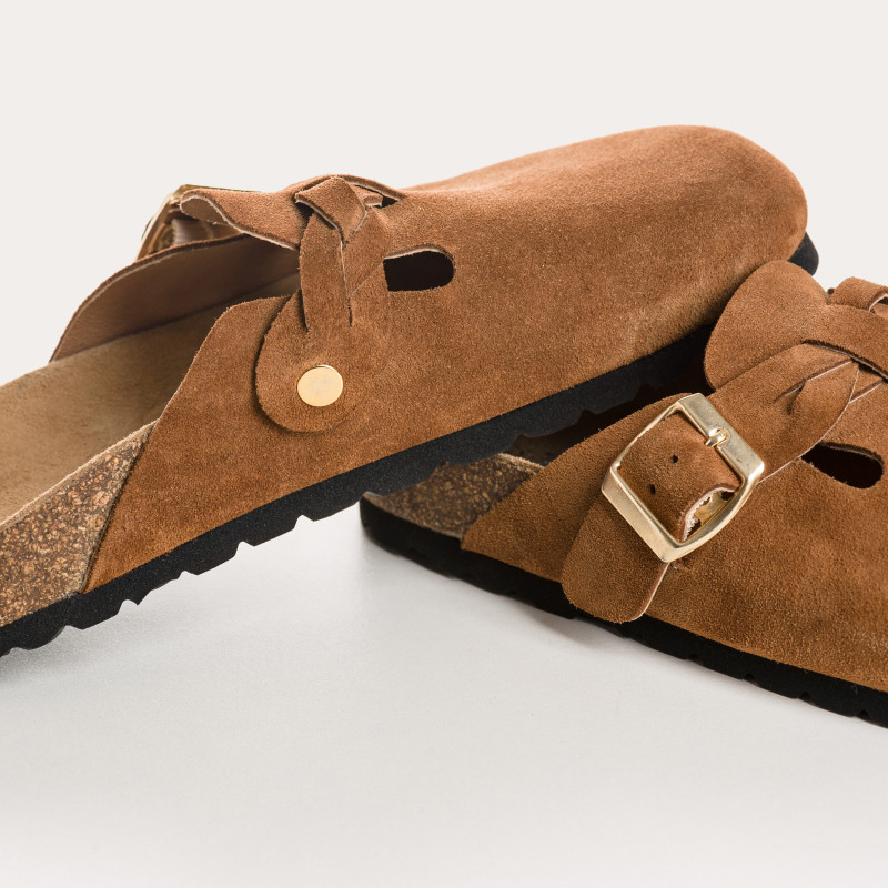 Medina buckled suede Mules