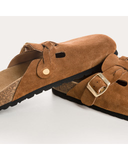 Medina buckled suede Mules