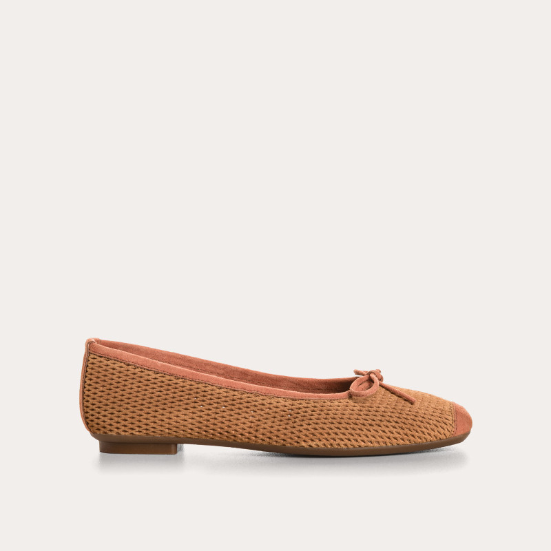 Harmony Ballerinas in perforated suede with square tip