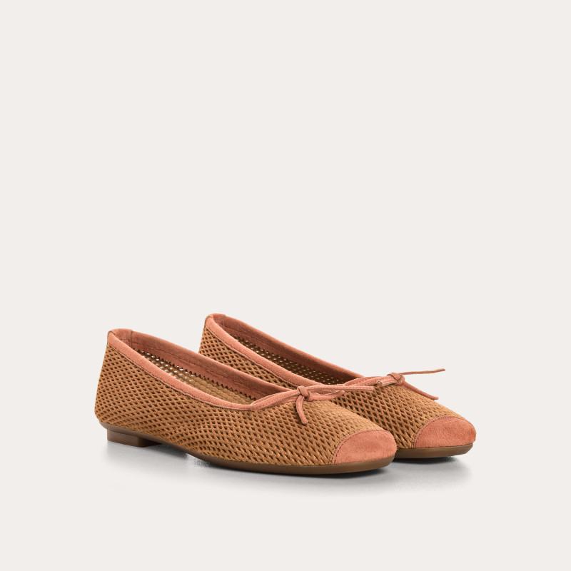 Harmony Ballerinas in perforated suede with square tip