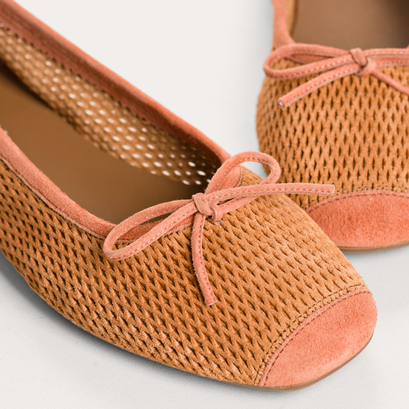 Harmony Ballerinas in perforated suede with square tip