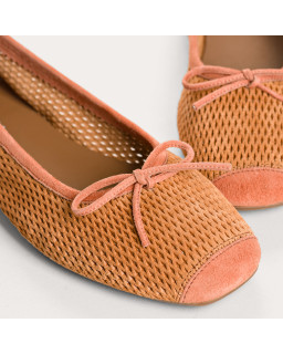 Harmony Ballerinas in perforated suede with square tip