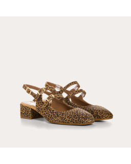 Slingback Rosewood leopard suede ballerinas