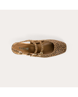 Slingback Rosewood leopard suede ballerinas