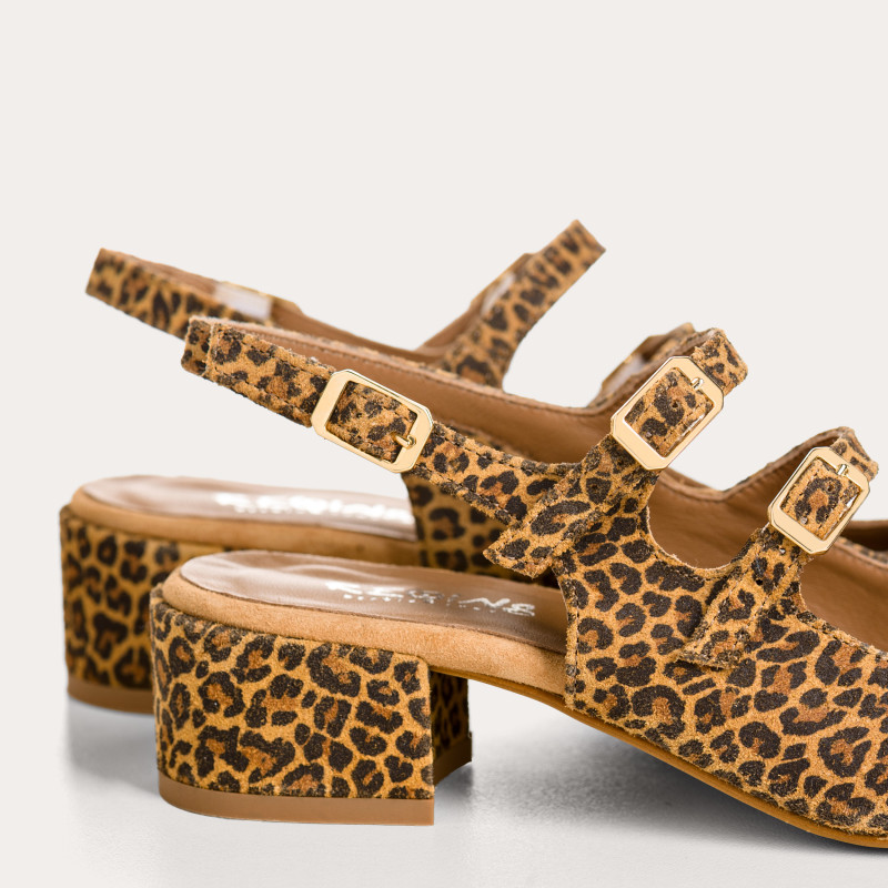 Slingback Rosewood leopard suede ballerinas