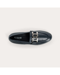 Black Faro Moccasins in smooth leather