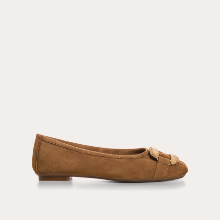 Havin leather ballerinas with jewel buckles