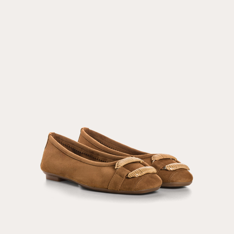 Ballerines Havine en cuir velours à boucle bijou | Reqins