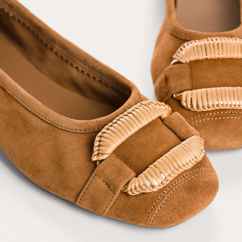 Ballerines Havine en cuir velours à boucle bijou | Reqins