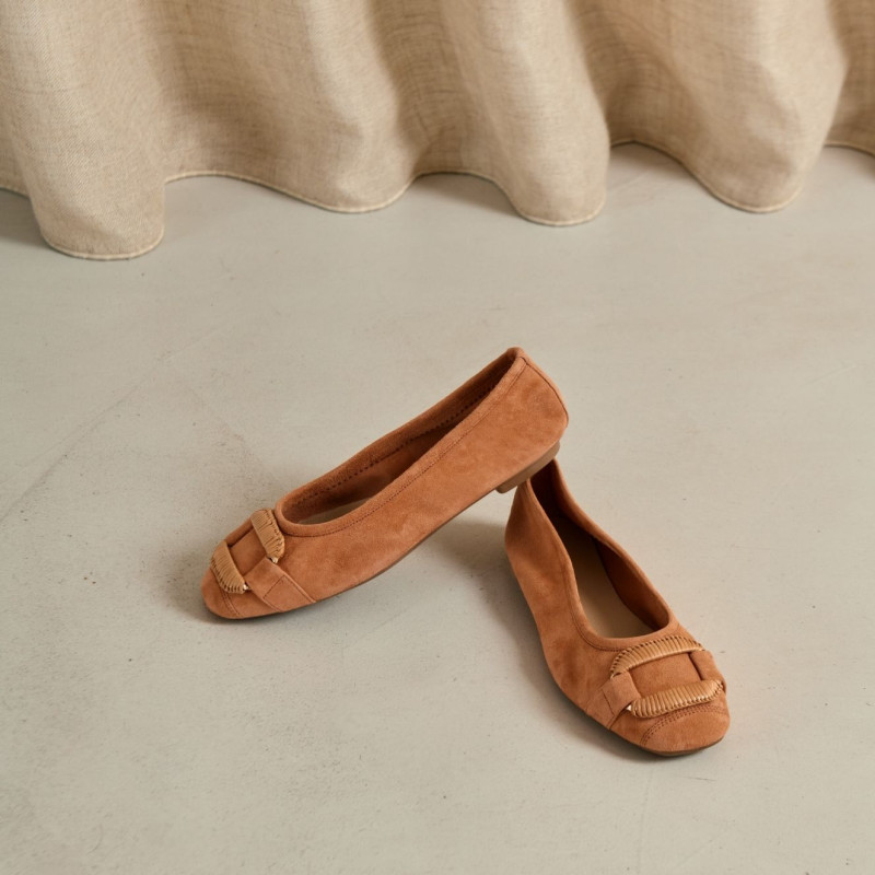 Ballerines Havine en cuir velours à boucle bijou | Reqins