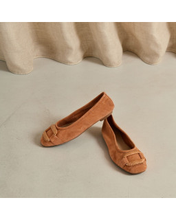 Havin leather ballerinas with jewel buckles