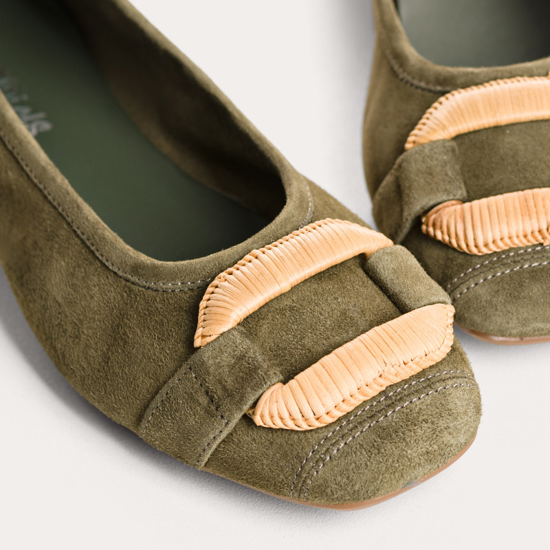 Ballerines Havine en cuir velours à boucle bijou | Reqins