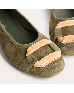 Ballerines Havine en cuir velours à boucle bijou | Reqins