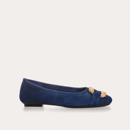 Ballerines Havine en cuir velours à boucle bijou | Reqins