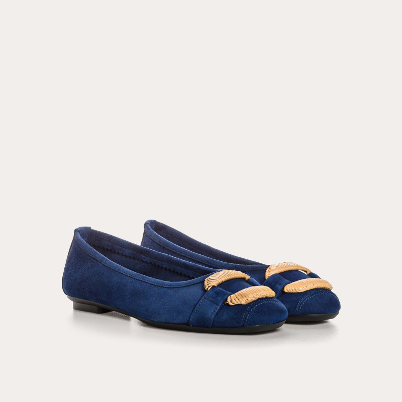 Ballerines Havine en cuir velours à boucle bijou | Reqins