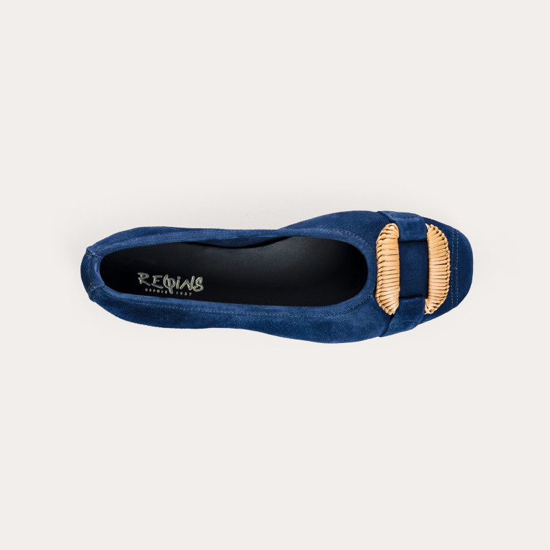 Ballerines Havine en cuir velours à boucle bijou | Reqins