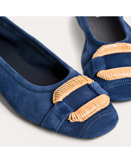 Ballerines Havine en cuir velours à boucle bijou | Reqins