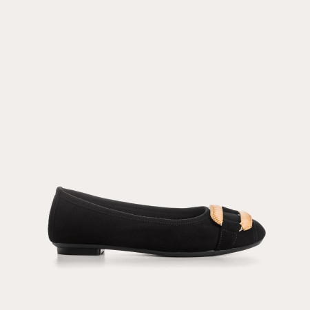 Havin leather ballerinas with jewel buckles