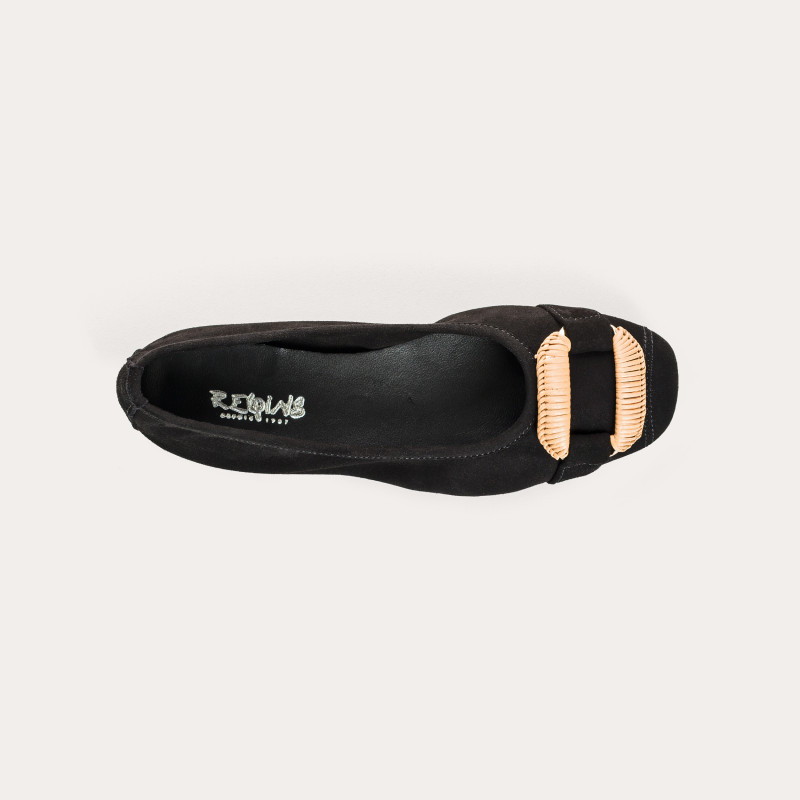 Havin leather ballerinas with jewel buckles