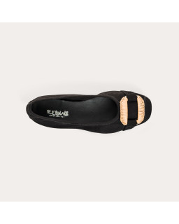 Havin leather ballerinas with jewel buckles