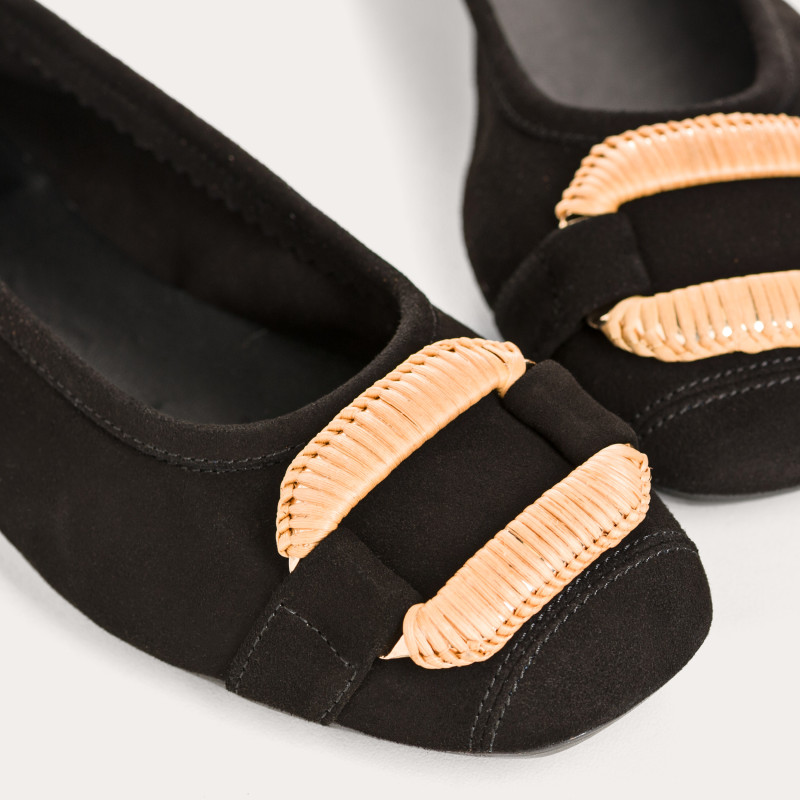Ballerines Havine en cuir velours à boucle bijou | Reqins