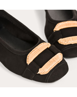 Ballerines Havine en cuir velours à boucle bijou | Reqins