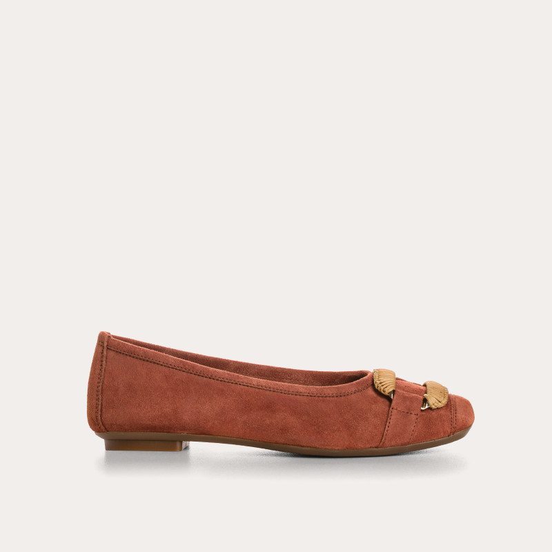 Ballerines Havine en cuir velours à boucle bijou | Reqins