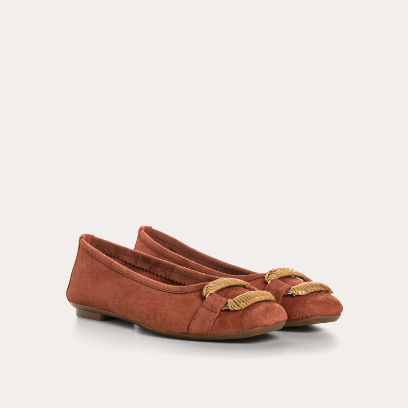 Ballerines Havine en cuir velours à boucle bijou | Reqins