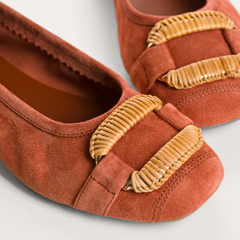 Ballerines Havine en cuir velours à boucle bijou | Reqins