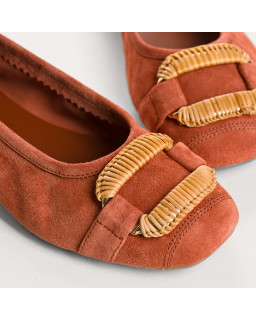 Ballerines Havine en cuir velours à boucle bijou | Reqins