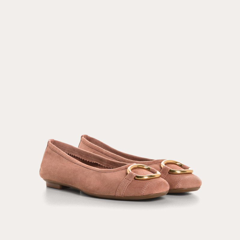 Ballerines Helna en cuir velours à boucle ronde | Reqins