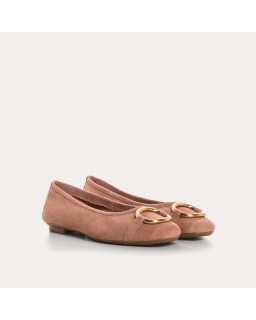 Ballerines Helna en cuir velours à boucle ronde | Reqins