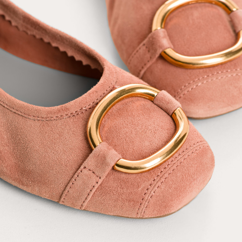 Helna suede ballerinas with round buckle