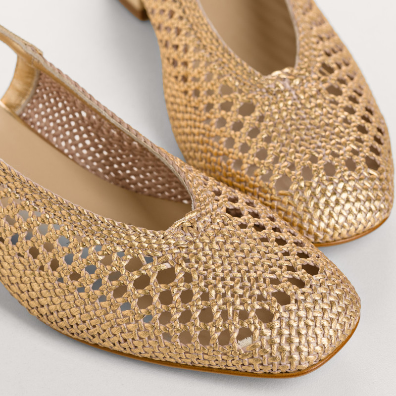 Ravel Metallics Crochet Slingback Ballerinas | Reqins